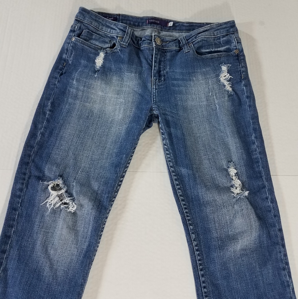 Vigoss Capri Jeans Faded Ripped & Distressed